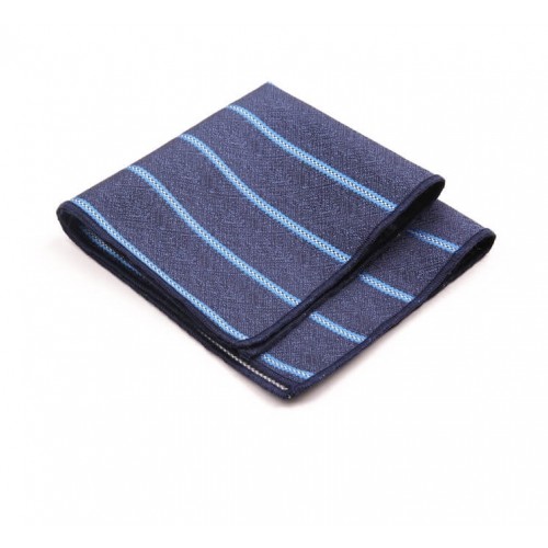 Denim & Sapphire Blue Striped Pocket Square