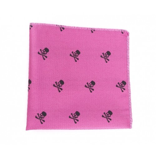 Hot Pink & Black Skull and Crossbones Pocket Square