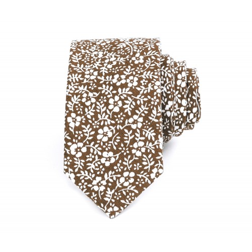 Brown & White Flower Tie