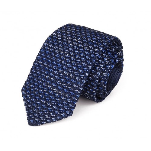 Blue & White Pointed Knitted Tie