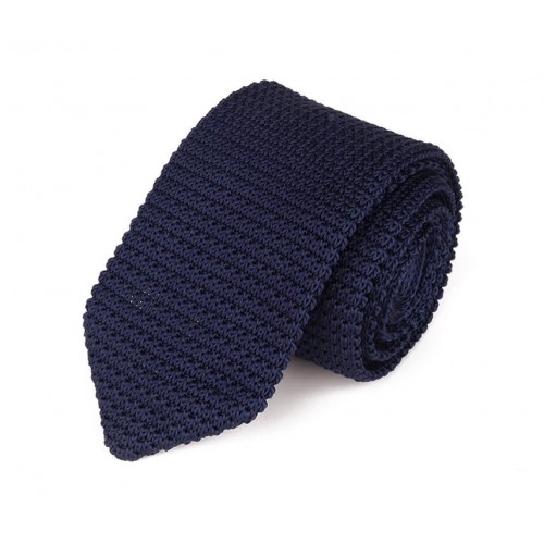 Navy Blue Pointed Loosely Knitted Tie